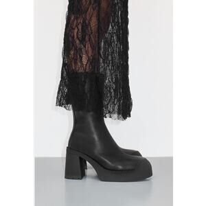 Miista Black Platform Block Heel Boots
